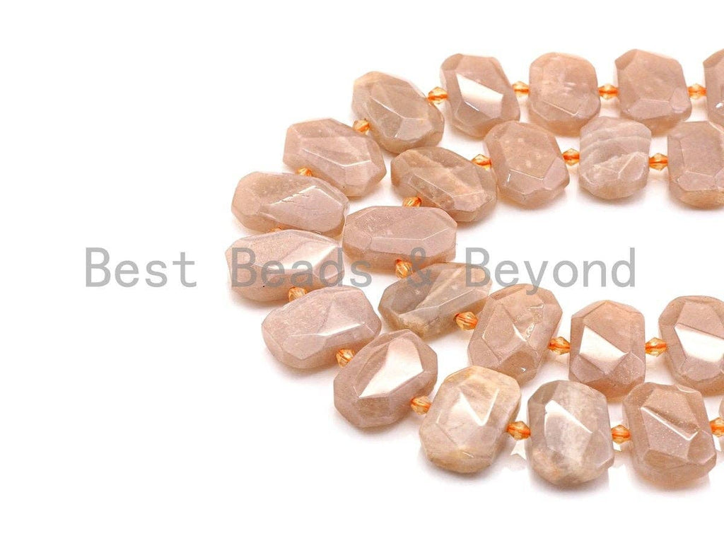 High Quality Natural Peach Moonstone Rectangle Faceted Beads, Natural Moonstone beads, 16x22mm, sku#U656