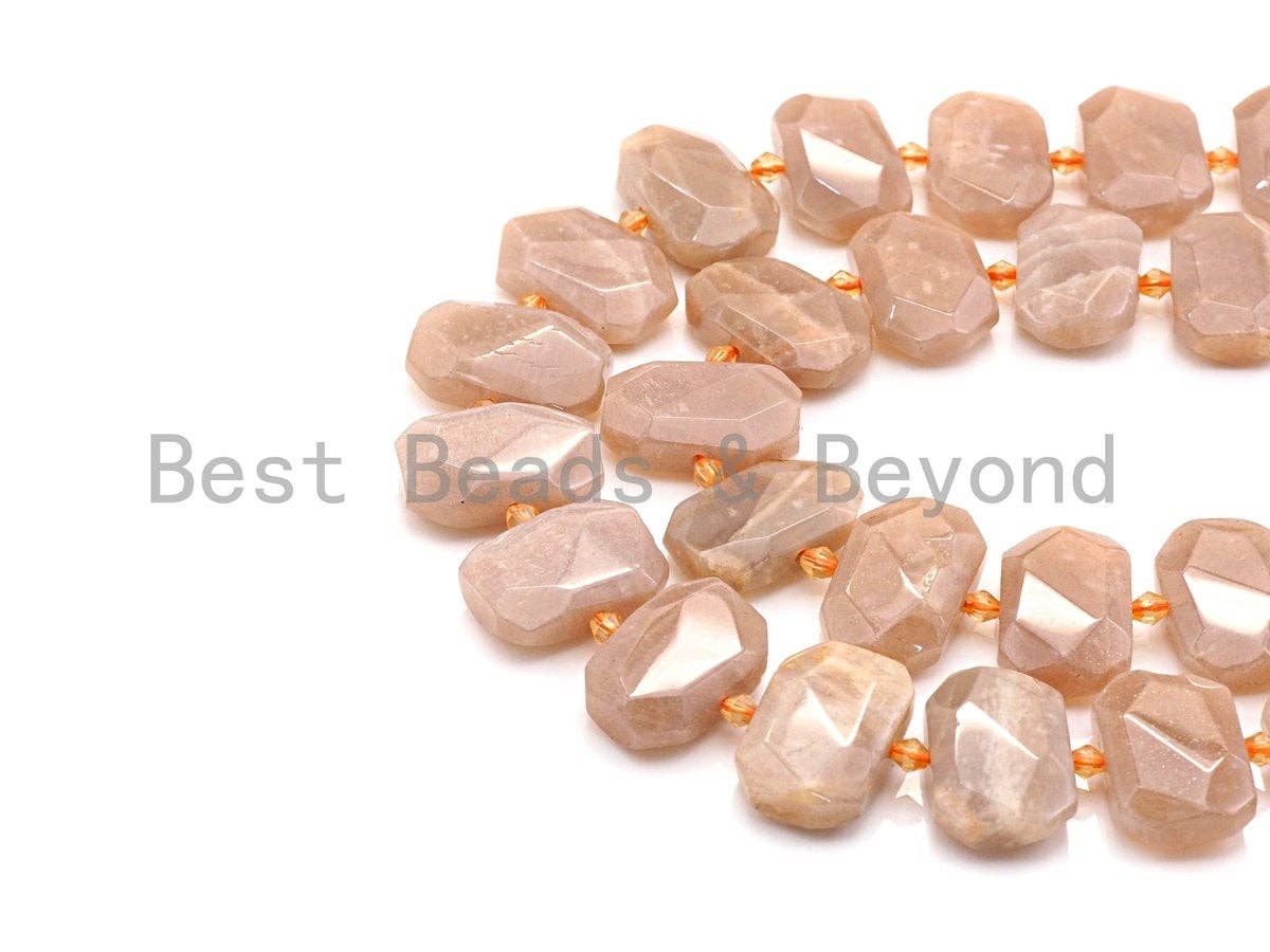 High Quality Natural Peach Moonstone Rectangle Faceted Beads, Natural Moonstone beads, 16x22mm, sku#U656