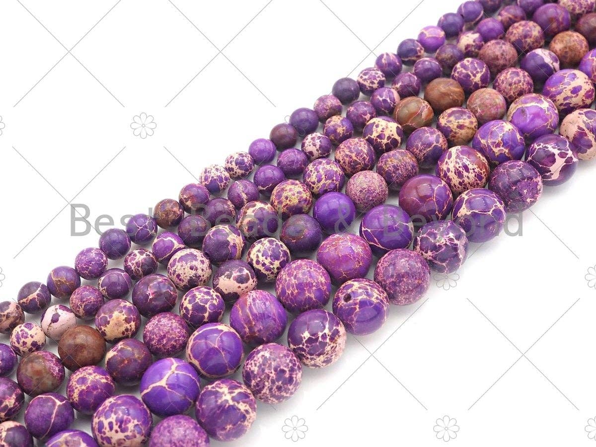 High Quality Purple Sea Sediment Imperial Jasper Beads, 6mm/8mm/10mm/12mm Round Smooth Imperial Japser, 15.5'' Full Strand, SKU#UA174