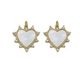 CZ Pave Mother of Pearl Spike Heart Charm, Sku#L713