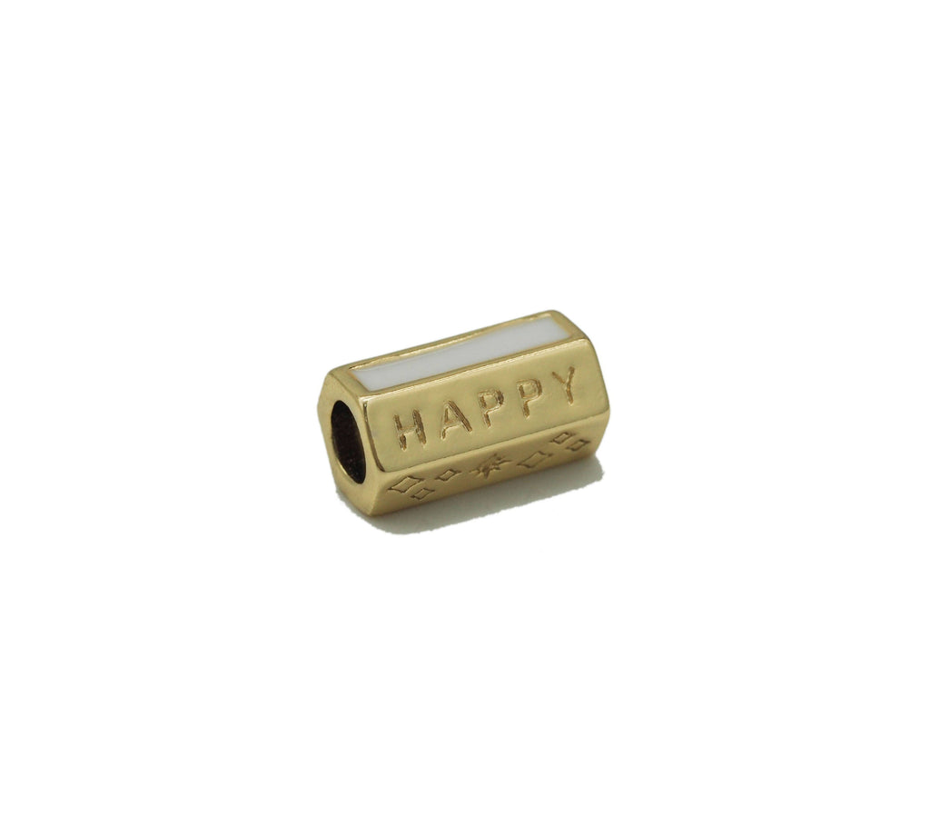Gold Hexagon Happy Space Beads, 6x11mm, Sku#ZX88
