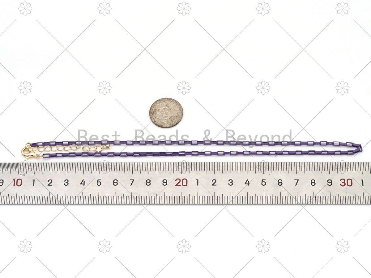 NEW Thin Enamel Box Chain Necklace, 16", Sku#EF75
