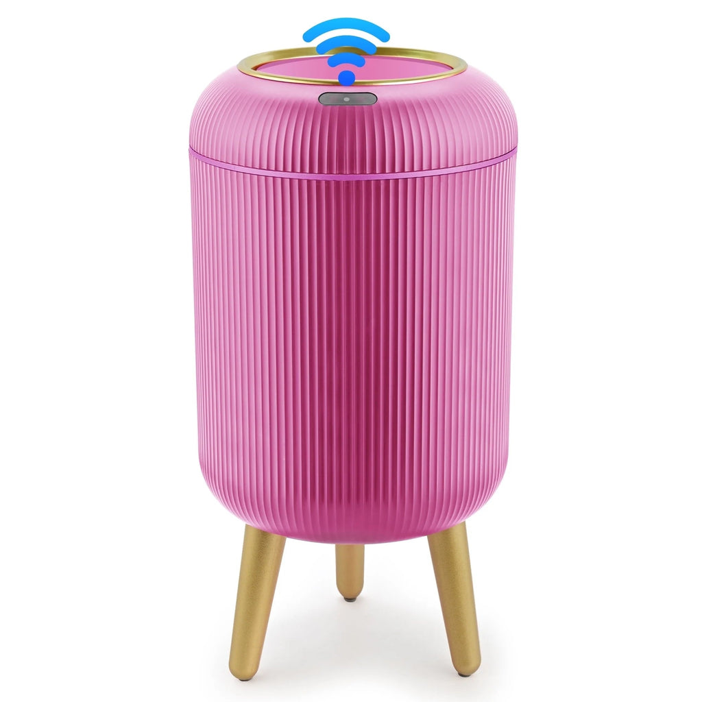 Small Automatic Sensor Garbage Can, Touchless, Waterproof, Pink, for Kitchen or Bathroom