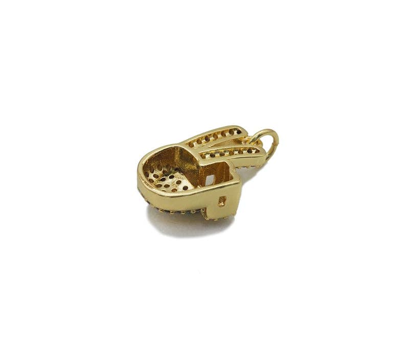 CZ Gold Love Hand Pece Hand Victory Sign Charm, Sku#LX143