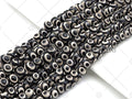 Natural Black Tibetan Agate Rondelle Smooth Beads,Black Dzi Rondelle Beads,Tibetan Dzi Beads, 8x12mm/10x14mm, 15.5'' Full Strand,Sku#U1050C