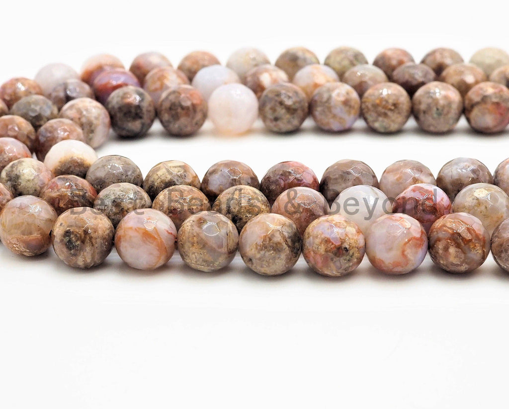 Quality Natural Bloodshot Jade Round Faceted Beads,6mm/8mm/10mm/12mm beads, Brown Gemstone, 15.5inch strand, SKU#U328