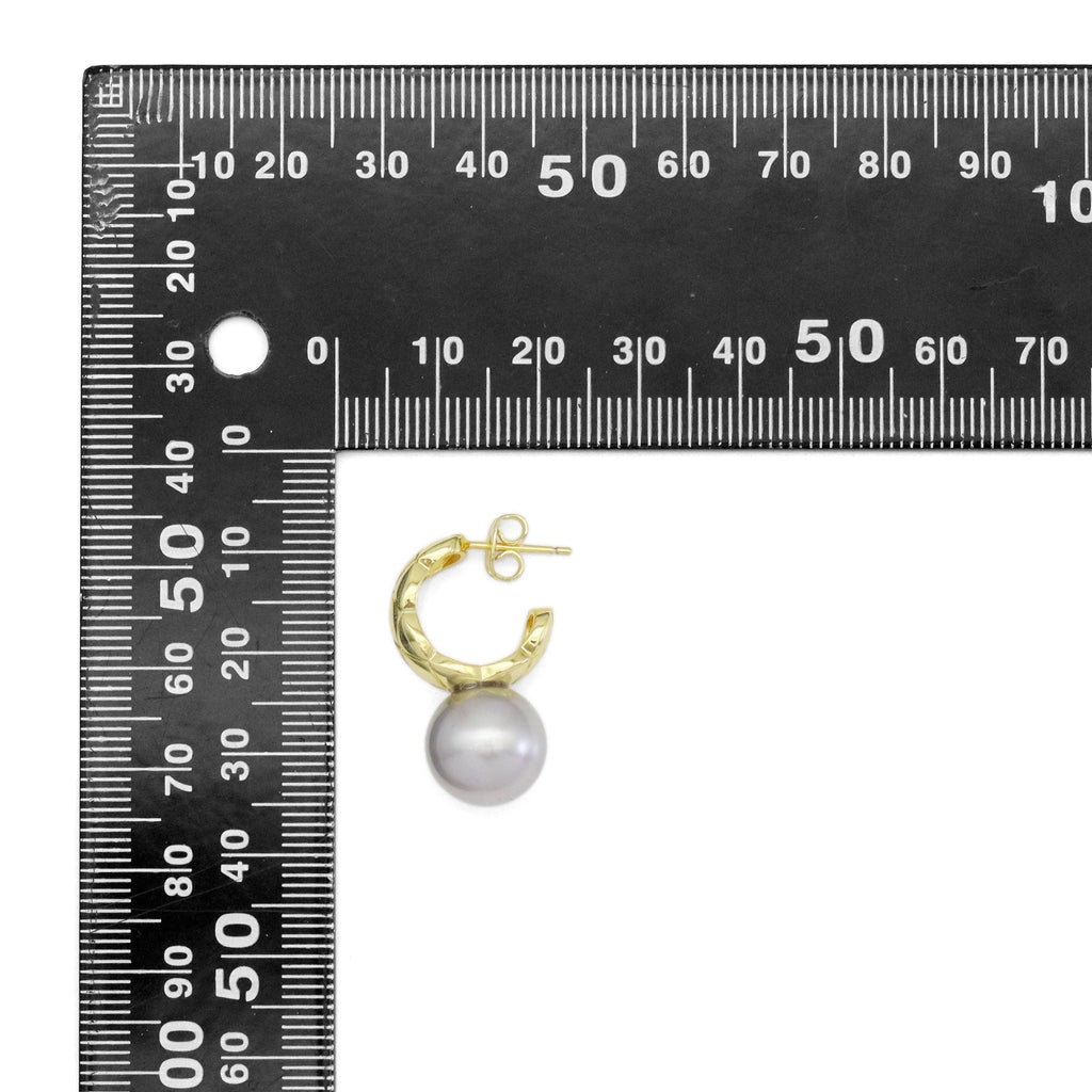 Chunky White Grey Pearl Stud Earrings, Sku#ZX189