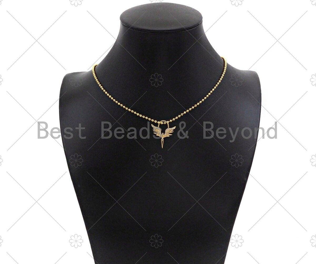 CZ Micro Pave Angel Wing Shape Charm,CZ 14K Dainty Gold Charm,Necklace Bracelet Charm Pendant,14x19mm,Sku#ZX05