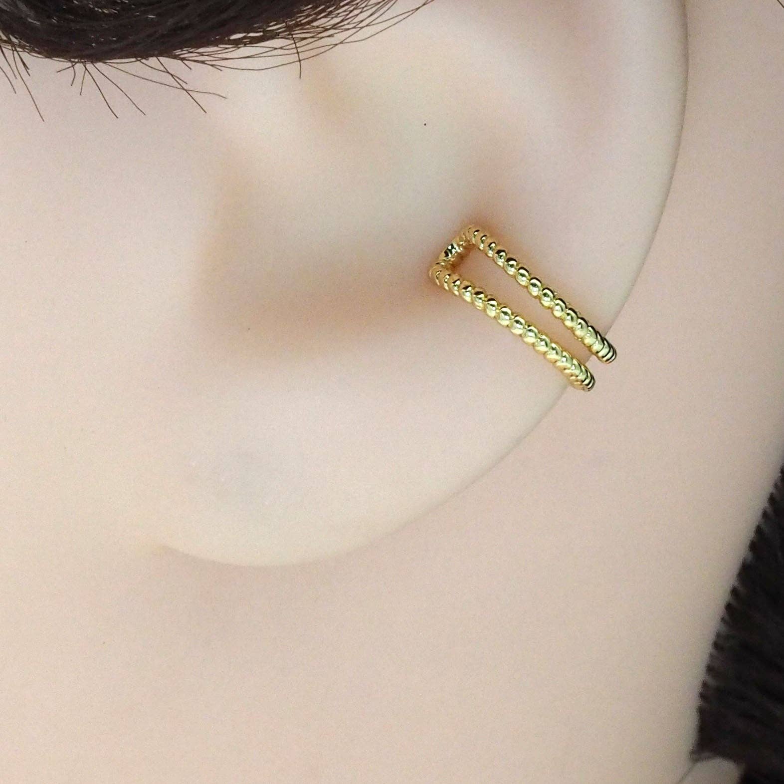 Gold Double Line Twisted Ear Cuff, Sku#LX314