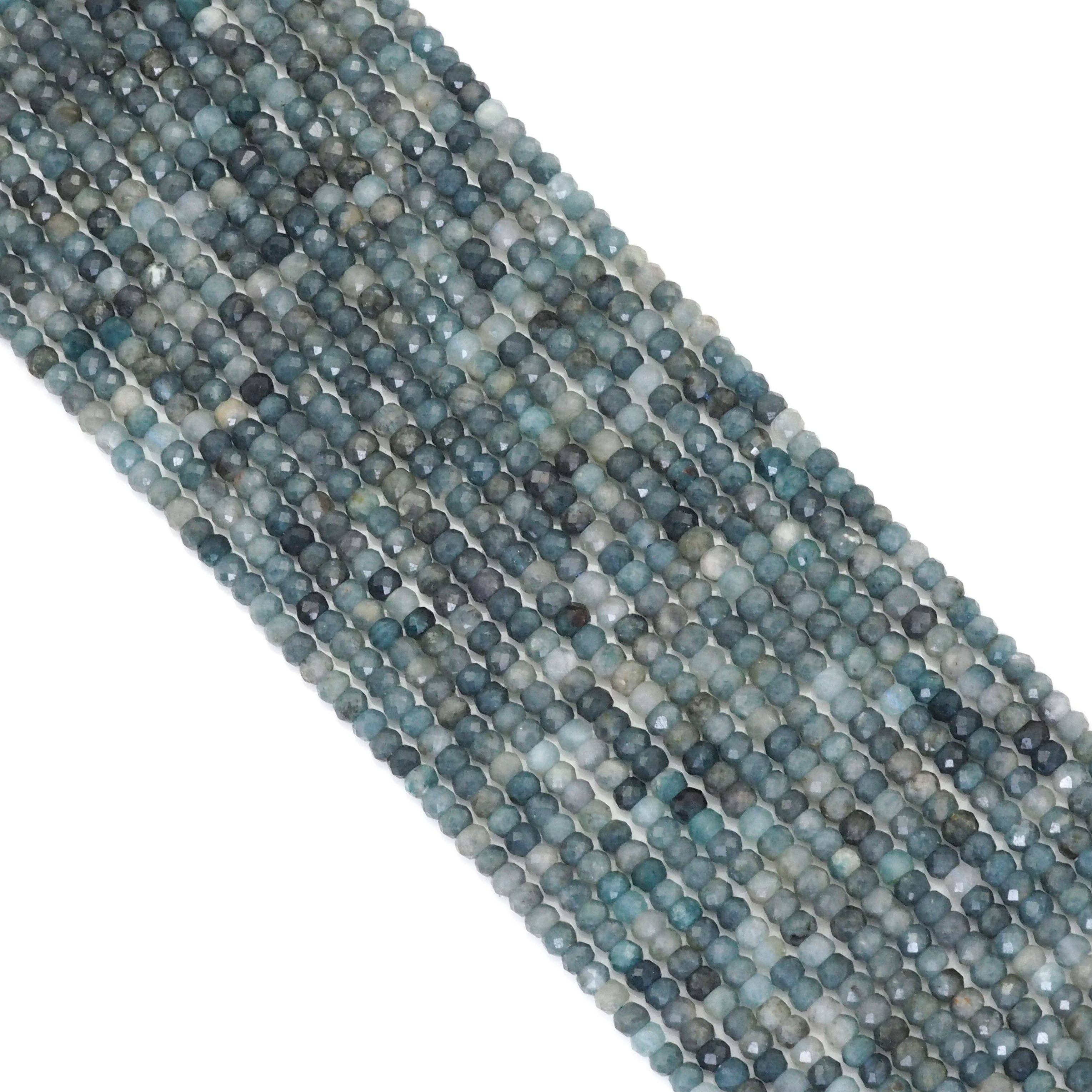 Genuine Blue Tourmaline Faceted Rondelle Beads, Sku#U1697