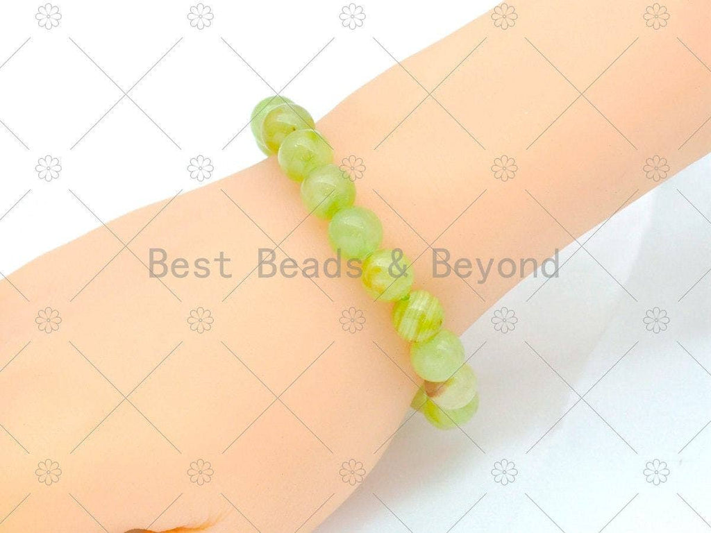 Lime Green Jade Stretchy Bracelet, Sku#EF78