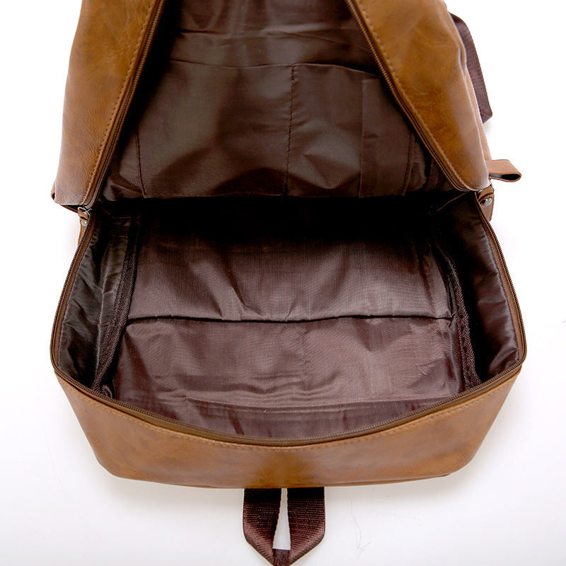 Korean Style Backpack Men's PU Leisure Travel