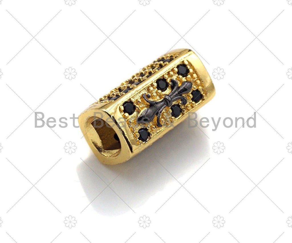 Wheel/Torch Bead,Tube Spacer Bead, Black CZ Pave Tube Spacer Beads for Men/Women Jewelry Making, 7x14mm, sku#ML18