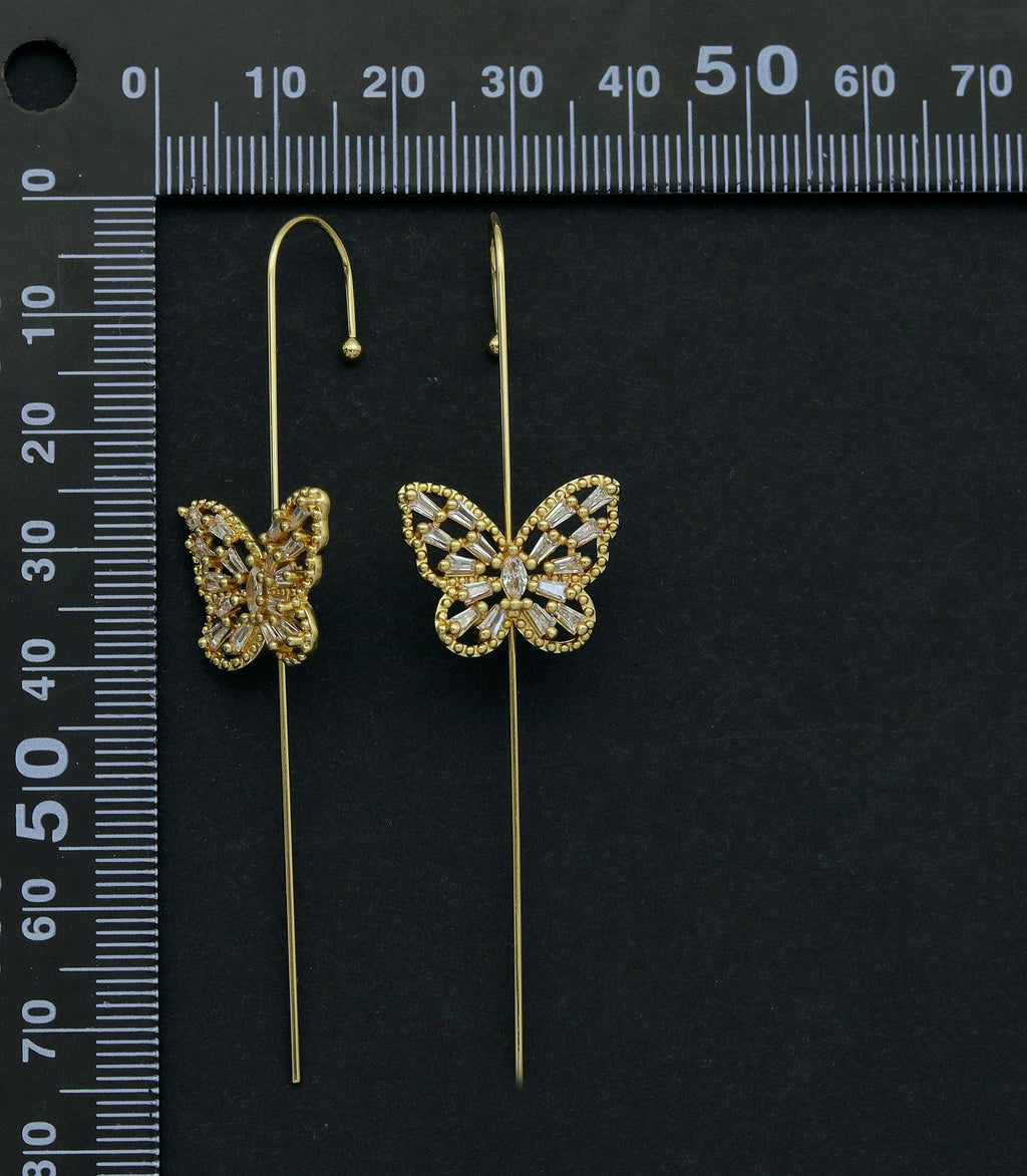 CZ Butterfly Long Spike Earrings, Sku#LD230