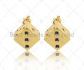 CZ Micro Pave Gold Dice Charm, Necklace Bracelet Charm Pendant,13x15mm,Sku#LK302