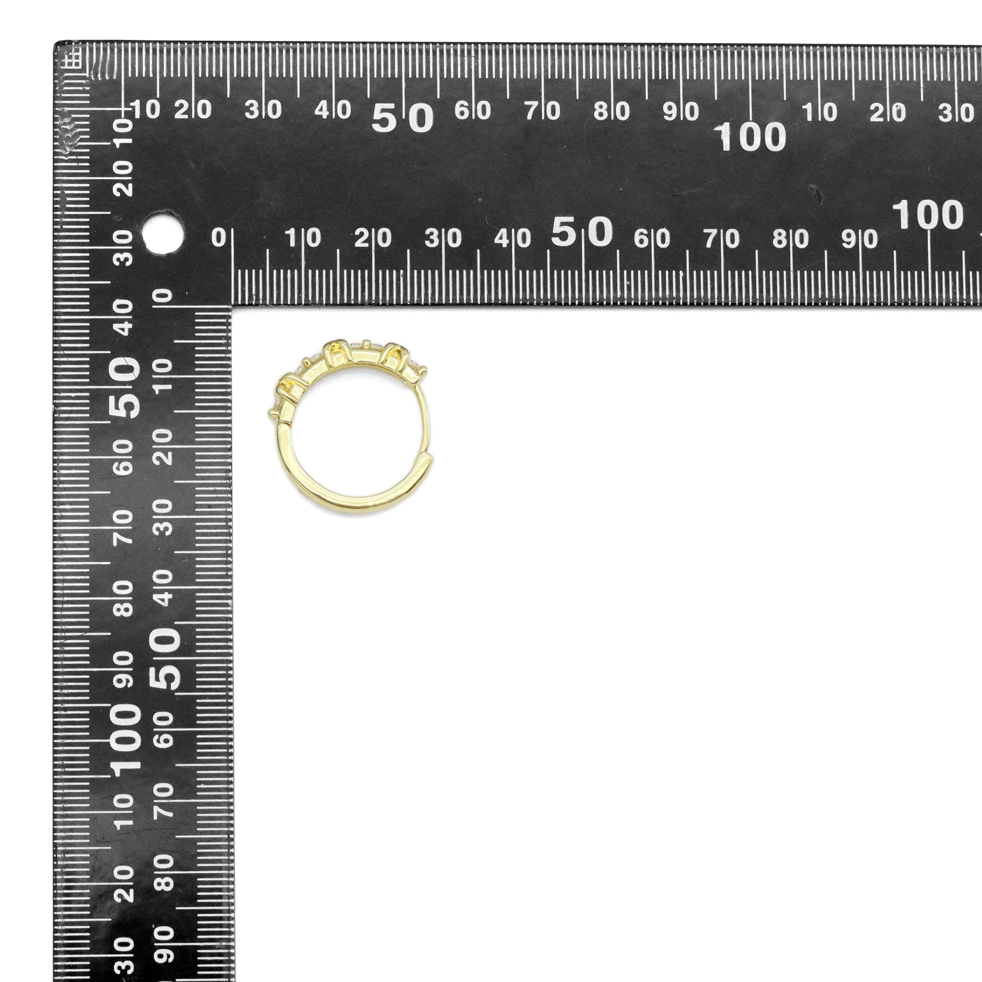 CZ Gold Cross Line Huggie Hoop Earrings, Sku#LX439