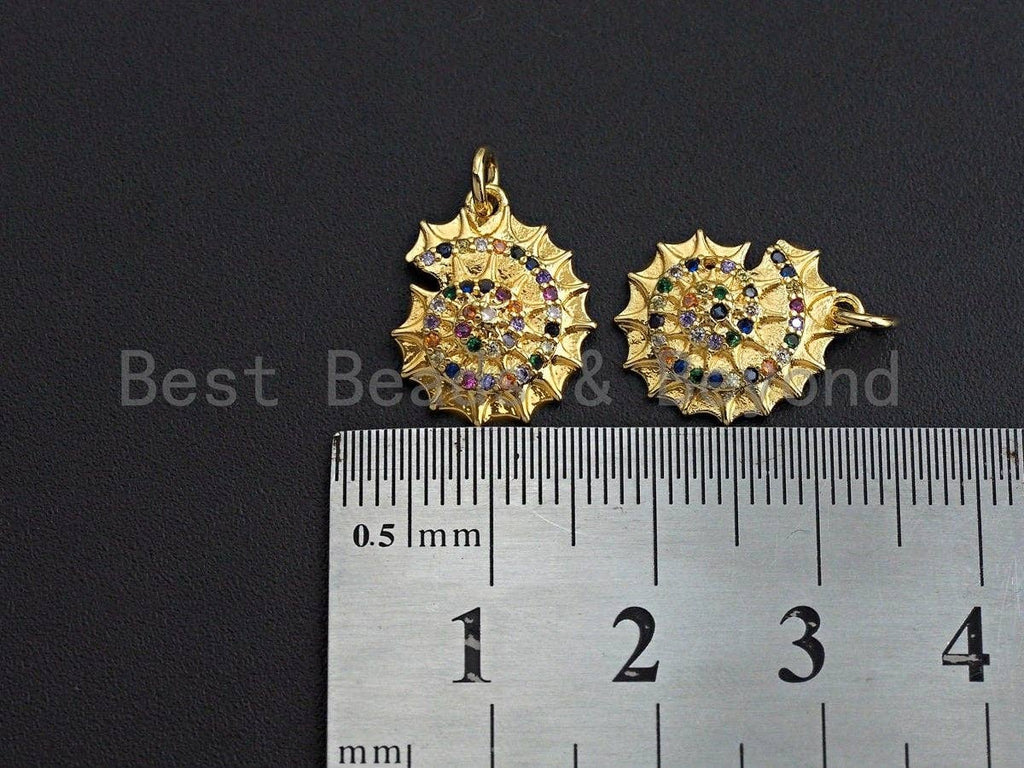 Colorful CZ Micro Pave Sea Snail  Shape Pendant Charm, Cubic Zirconia Charm, 13x16mm,sku#Z864
