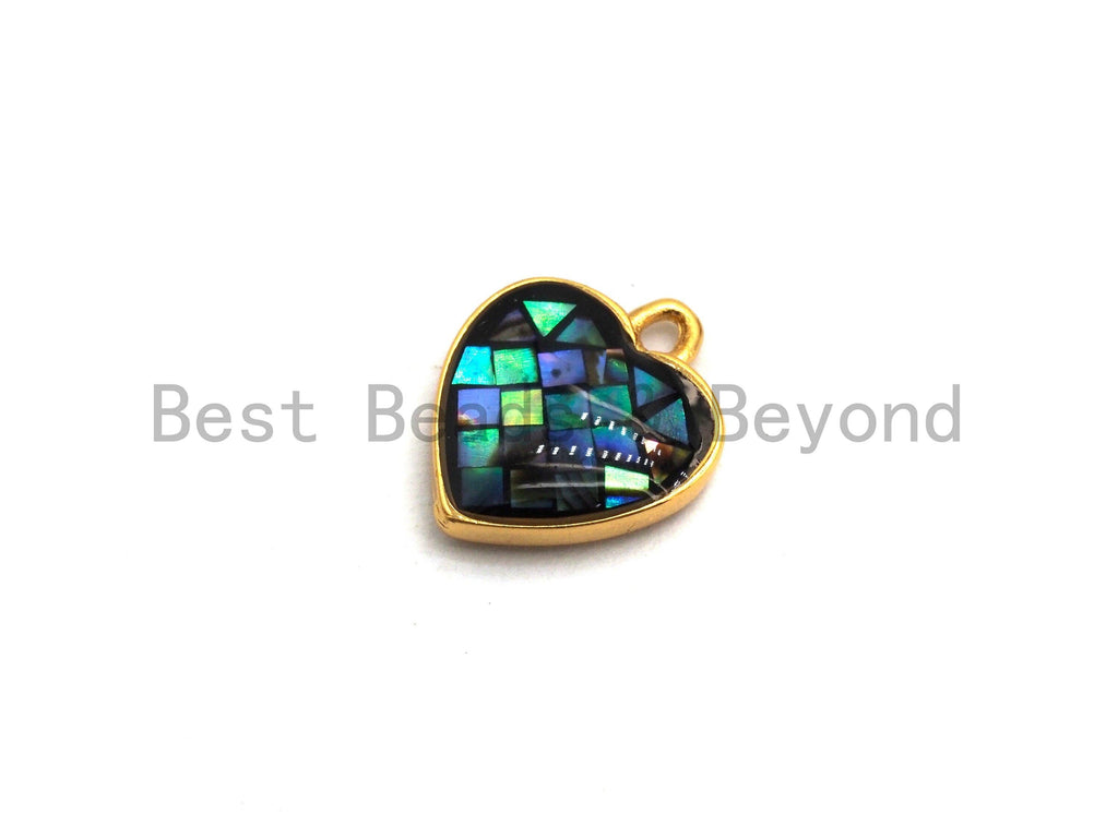 100% Natural Abalone Heart Shape Charm Pendant, Abalone Shell Charm, Heart Charm, Shell Charm, 10x12mm,SKU#Z316