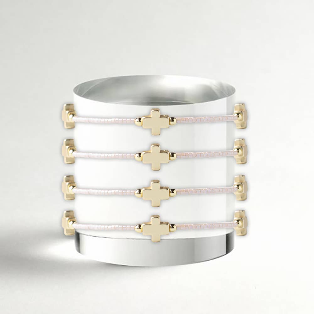 Faithful Cross Bangle-Champagne, Cross Bracelet | Christian