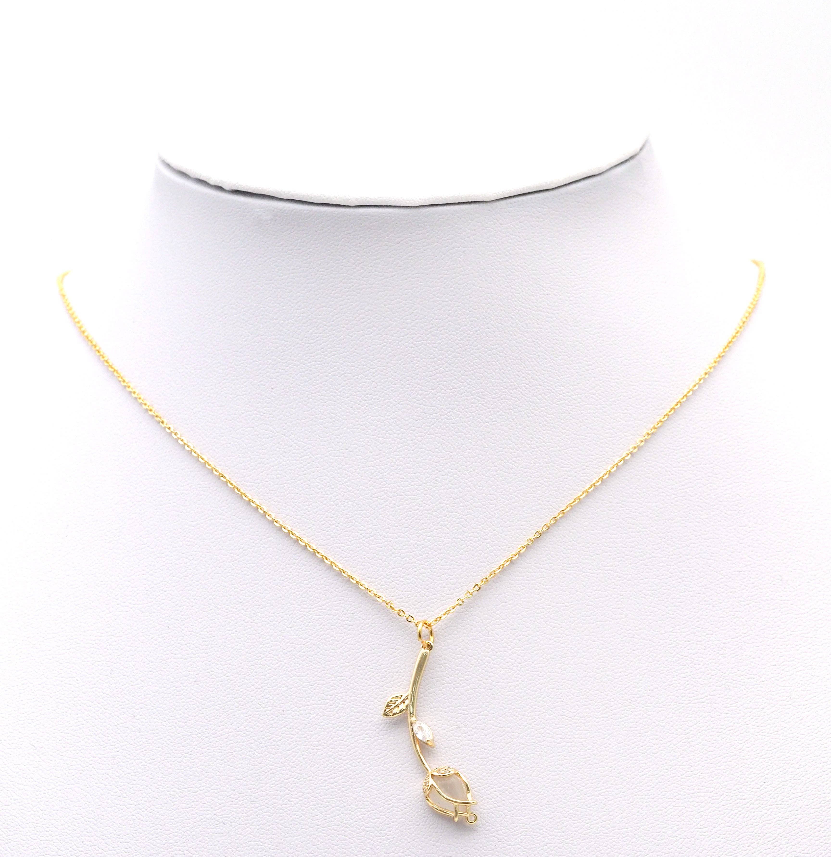 CZ Gold Tulip Flower Charm, Sku#ZX109