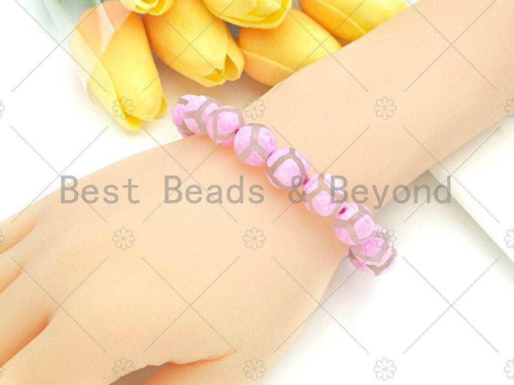 Pink Tibetan Agate Stretchy Bracelet, Sku#U1127