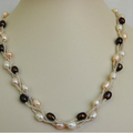 Triple Line woven Freshwater pearl necklace, sku#PBW3