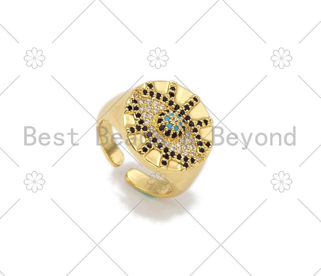 CZ Evil Eye On Oval Shape Adjustable Ring, Sku#X212
