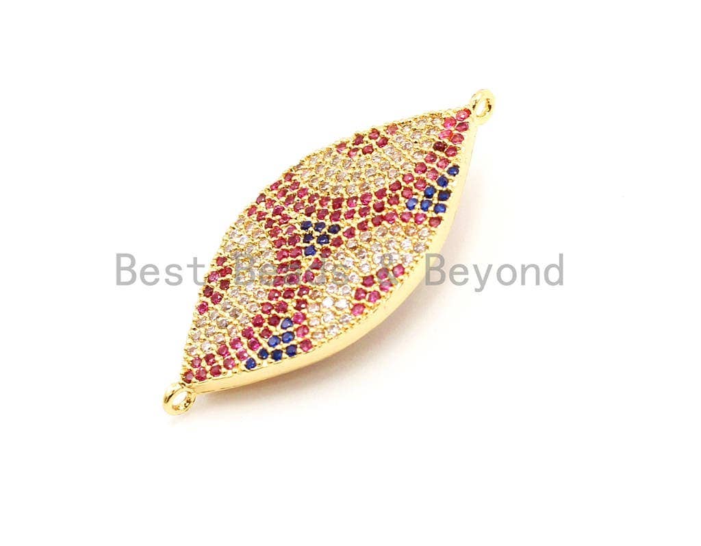 CZ Micro Pave Marquise Evil Eye Connector/Link Finding, Cubic Zirconia CZ Space Connector, Jewelry Findings, 37x18mm,sku#E2C