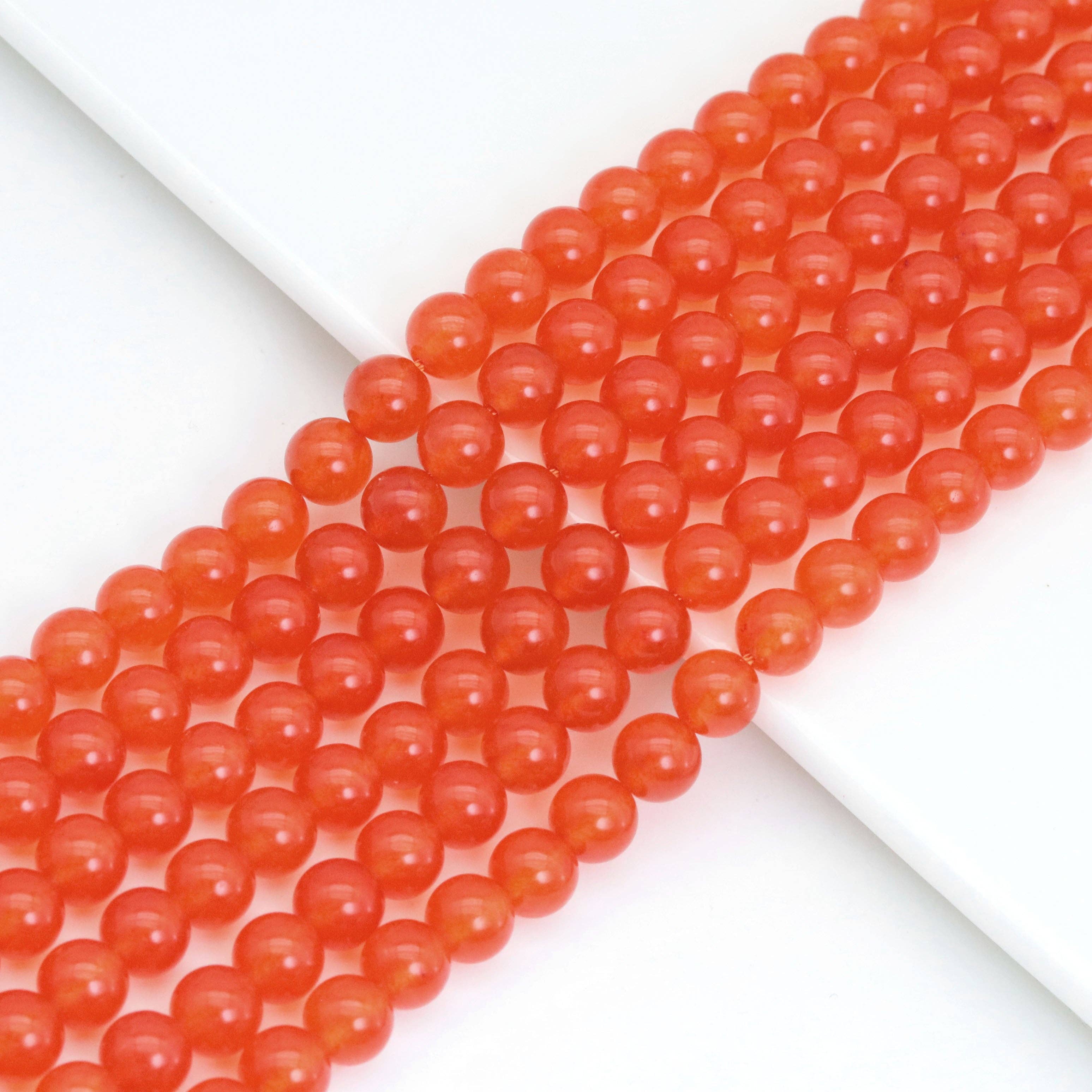 Orange Jade Round Smooth Beads, Sku#U2024
