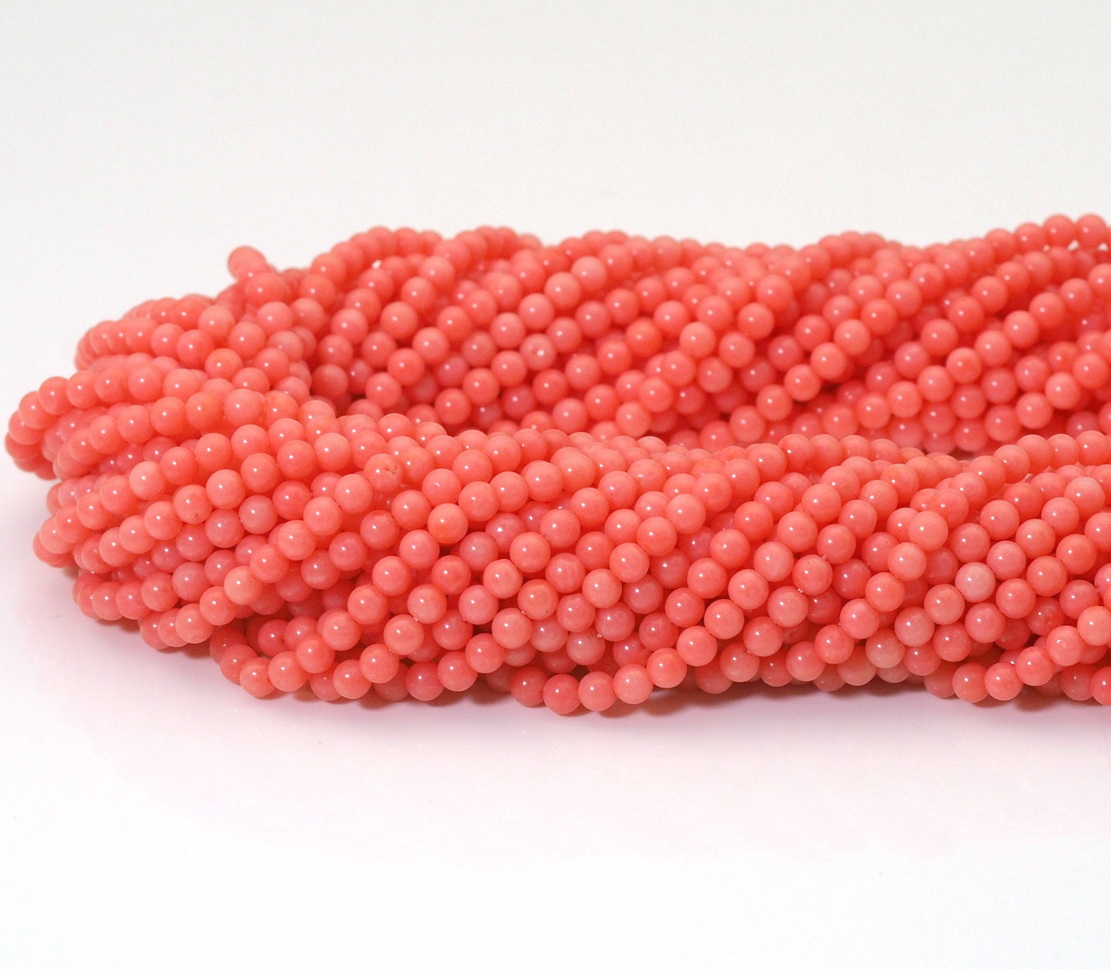 Pink Coral Round Smooth Beads, Sku#U1483