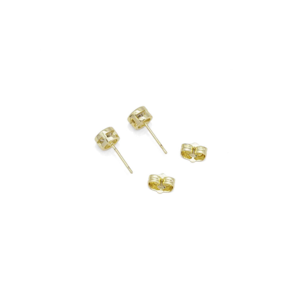 Gold Clear CZ Round Stud Earrings, Sku#LX333