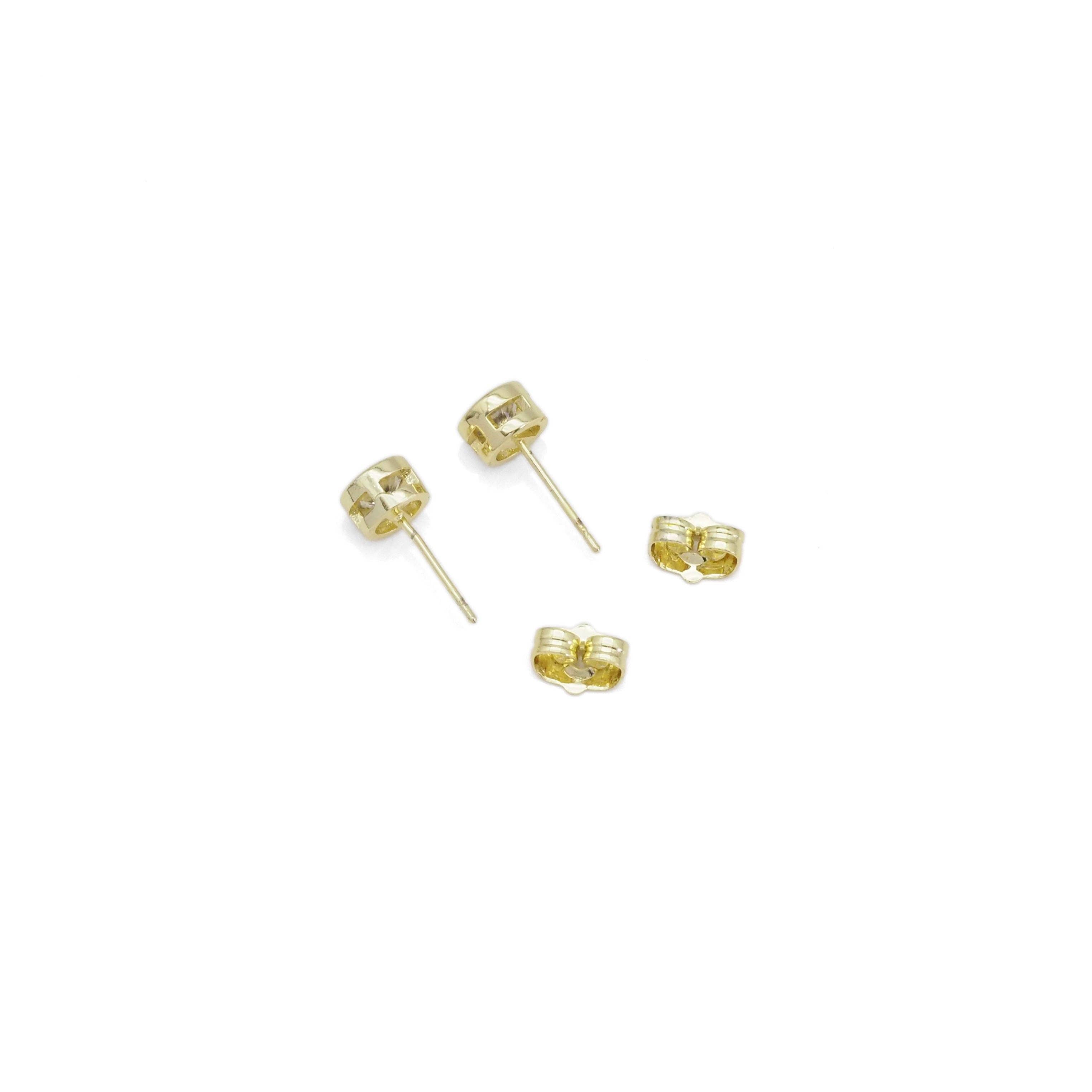 Gold Clear CZ Round Stud Earrings, Sku#LX333
