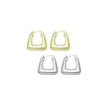 Plain Gold Silver Square Bag shape Hoop Earrings, Sku#A307