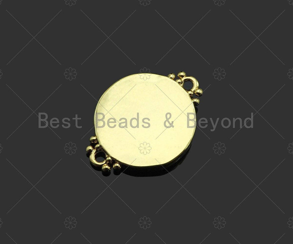 Gold Filled White Enamel Virgin Mary On Round Coin Shape Connector, 18K Gold Filled Enamel Link, Enamel Jewelry, 22x17mm,Sku#LD108