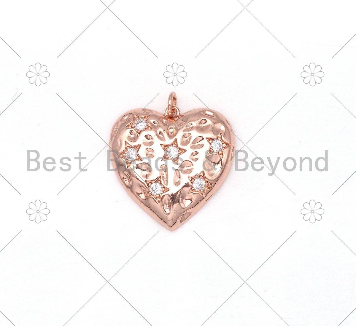 CZ Micro Pave Heart Shape Pendant/Charm, Gold/Silver/Rose Gold Heart Charm, Necklace Bracelet Charm Pendant,25x25mm,Sku#Y479