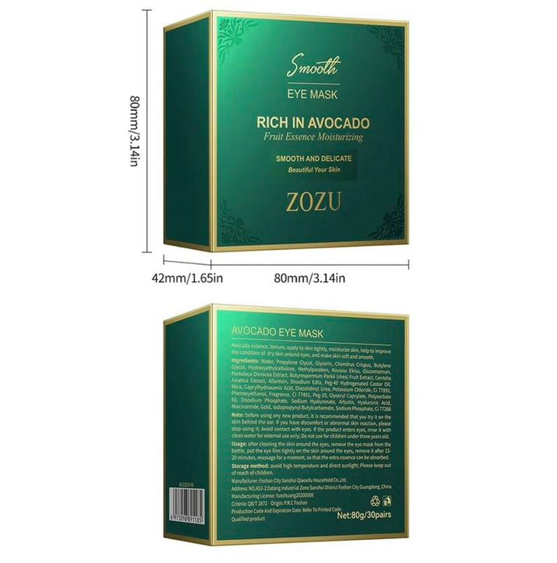 [ZOZU Authorized Store] Avocado & Gold Eye Mask Duo - Alternate Day and Night Use Eye Mask – Reduces Periocular Fine Lines & Eye Bag Care, Fades Dark Circles - Hydrating Moisturizing Skincare Product