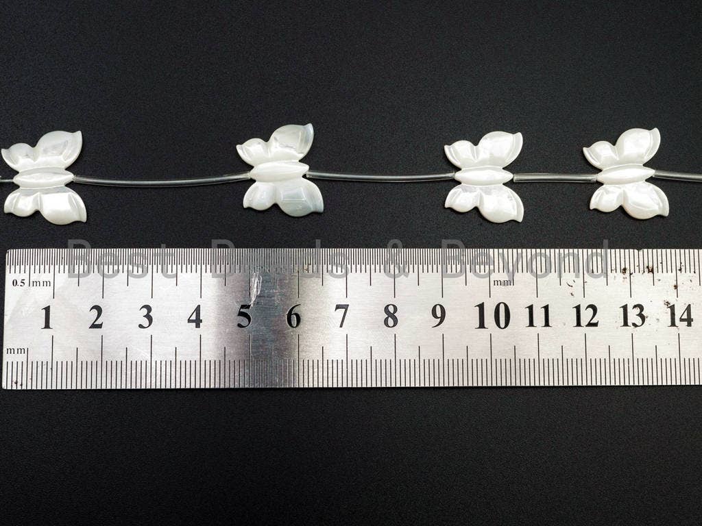 1/10 pcs Natural Mother of Pearl beads, 16x20mm White Pearl Carved Butterfly Beads, Carved Pearl Beads, SKU#T28