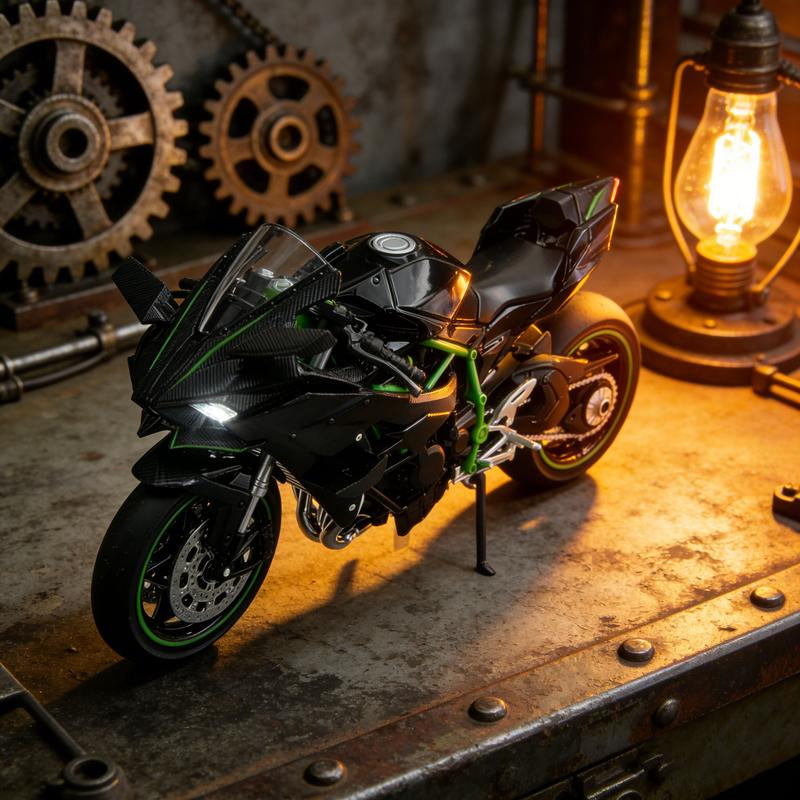 1:12 Scale Diecast Motorcycle Model - Zinc Alloy Collectible Toy! Features Suspension, Free - Roller, Push - Back & Non - Rechargeable Button Battery. Black, Sleek Modern Design for Diecast Enthusiasts!