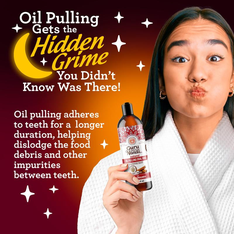 Gurunanda Coconut & Cinnamon Oil Pulling Flavor + Neem & Ashwagandha - 8 Oz Oral Daily