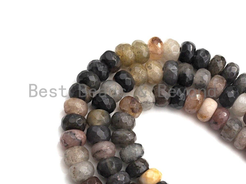2mm Large Hole Natural Chinese Tourmaline Beads, Rondelle Faceted 6x10mm/5x8mm, 8" Long Strands, sku#U708