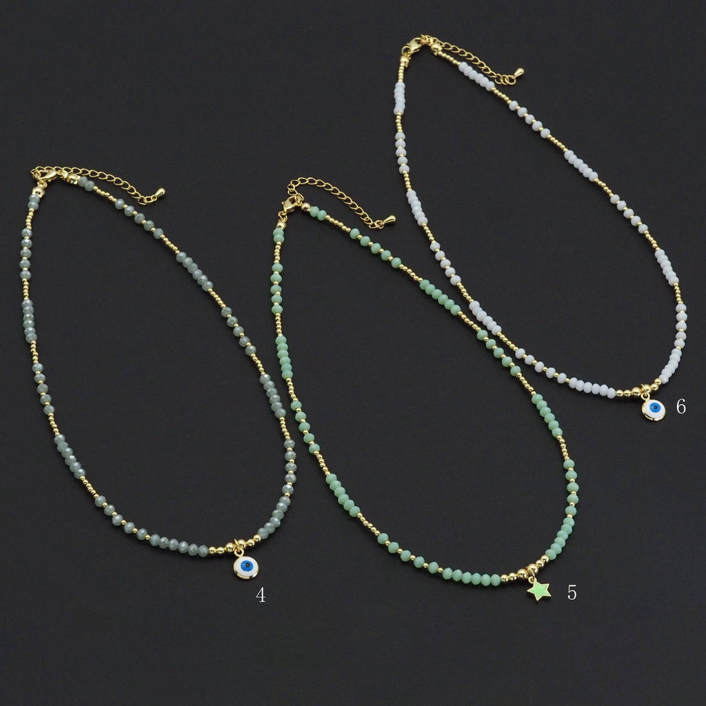 Gemstone Gold Spacer beaded Necklace, sku#O118