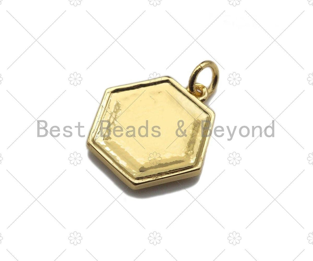 White Enamel Daisy Flower On Hexagon Shape Pendant Charm, Enamel Hexagon Charm,16x16mm,sku#L355