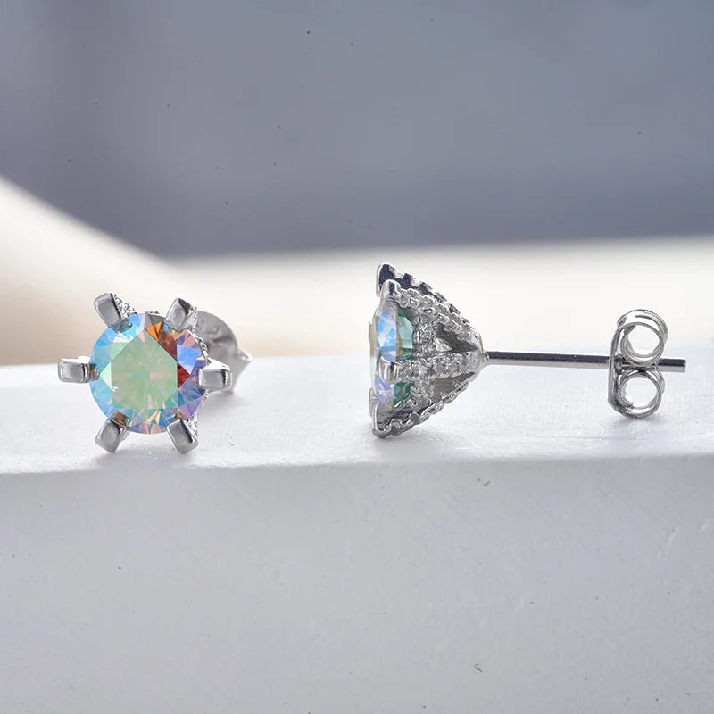 1ct D VVS Moissanite Stud Earrings 925 Sterling Silver 3EX Cut Women Daily