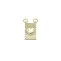 Gold Clear CZ Heart On Rectangle Charm Pendant, Sku#LK984