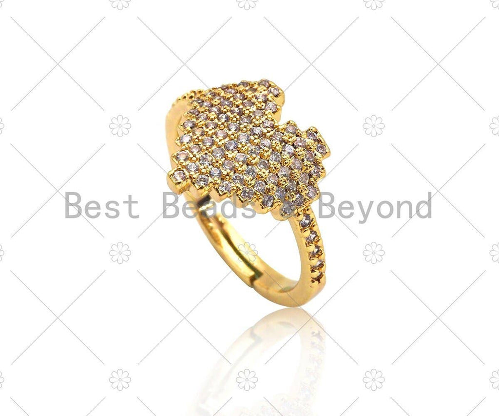 CZ  Heart Shape Adjustable Ring, Sku#X257