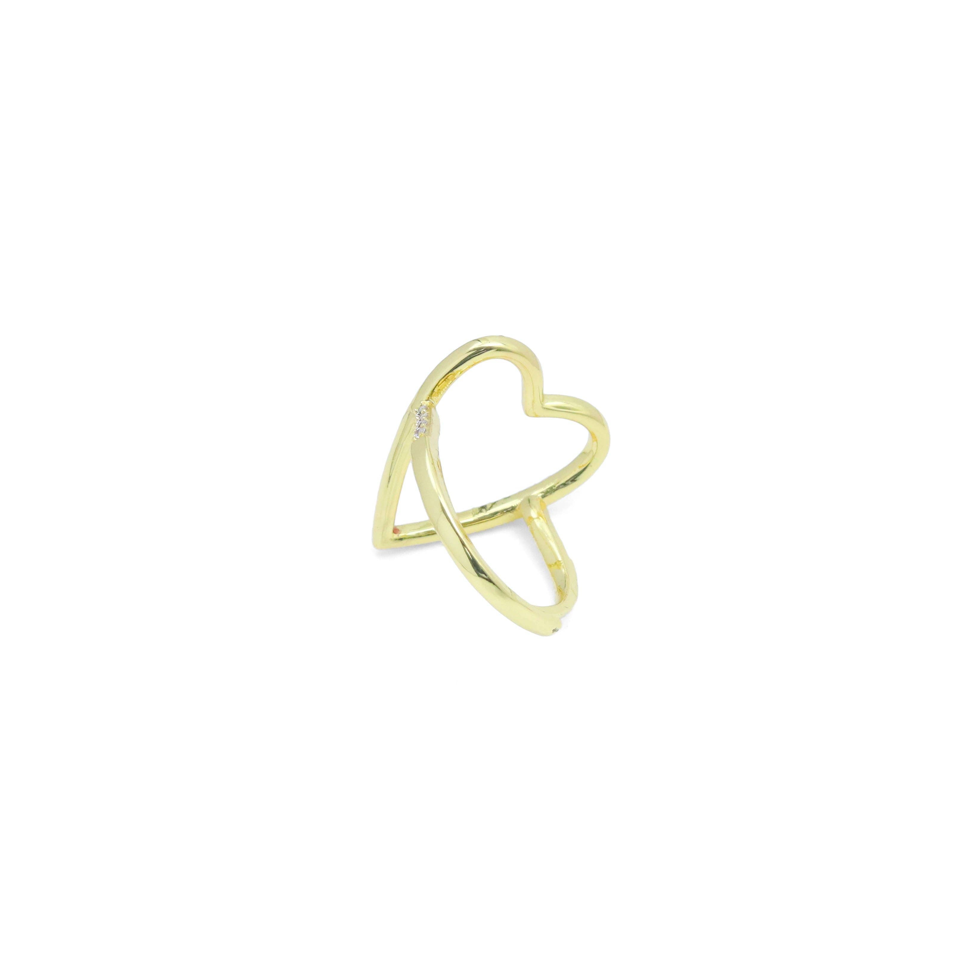 Clear CZ Open Heart Statement Adjustable Ring, Sku#A338