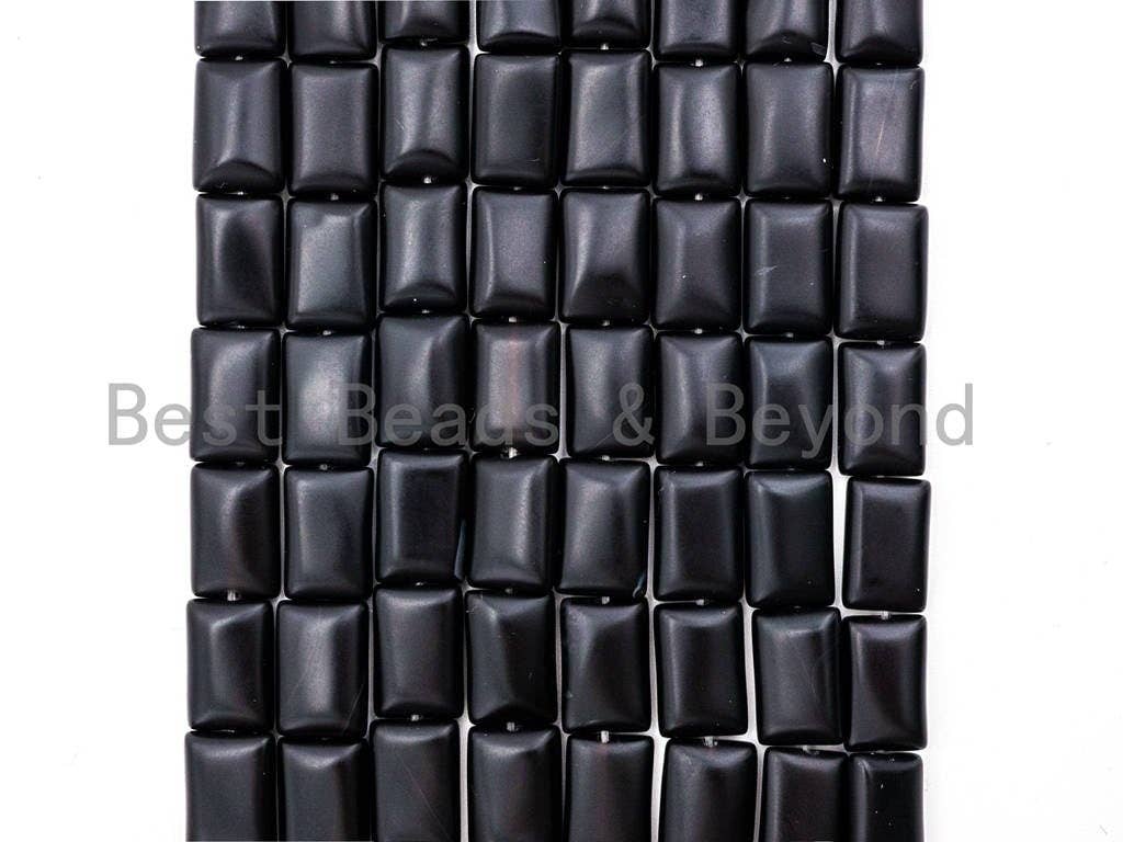 Quality Matte Black Onyx Rectangluar Beads, 8x12mm/10x14mm Gemstones Beads, Loose Rectangle Black Onyx Beads,15.5" Full Strand, SKU#Q36