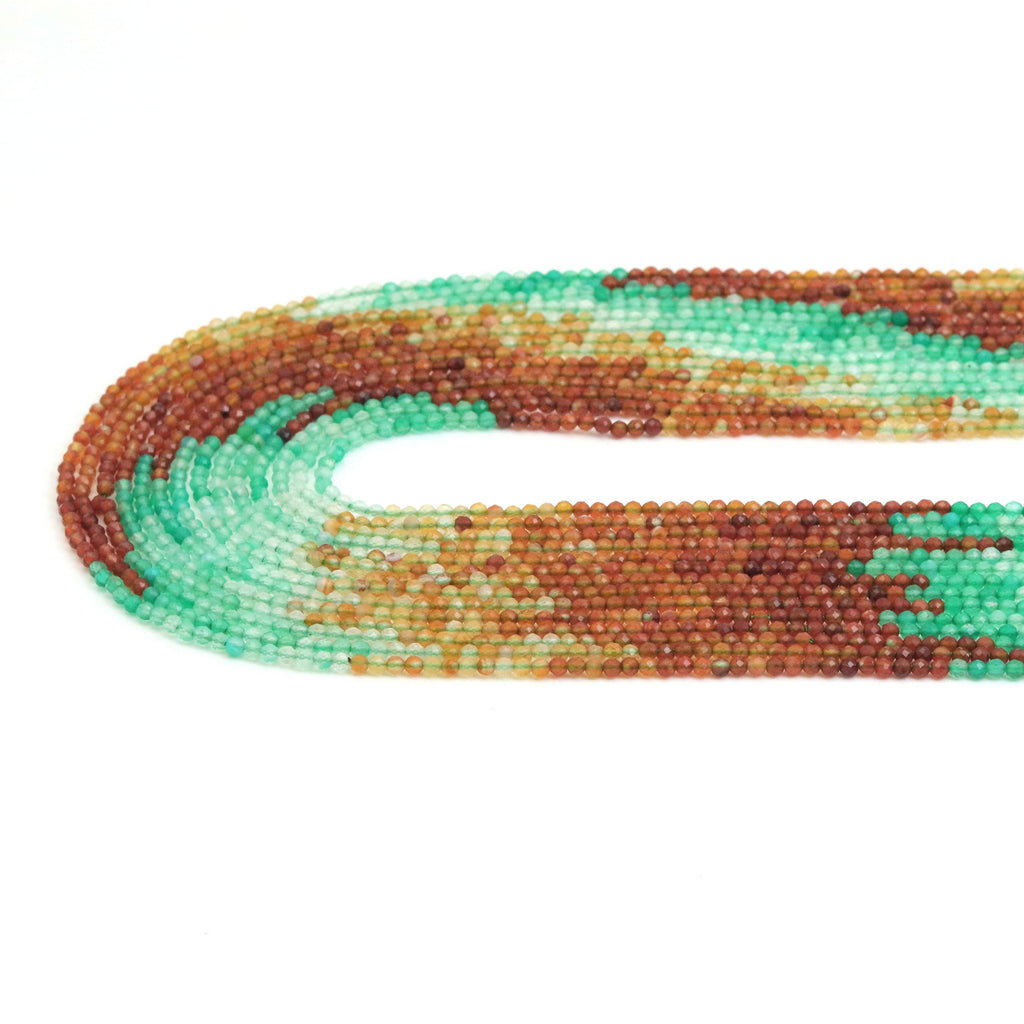 2mm Multicolor Agate Round Faceted Beads, Sku#U1903