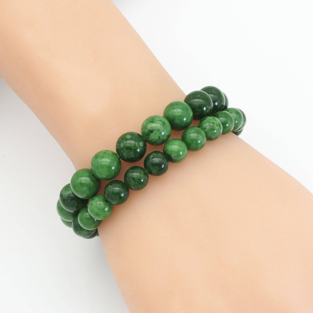 Genuine Green Strawberry Quartz Round Smooth Stretchy Bracelet, 8mm/10mm, Sku#EF373