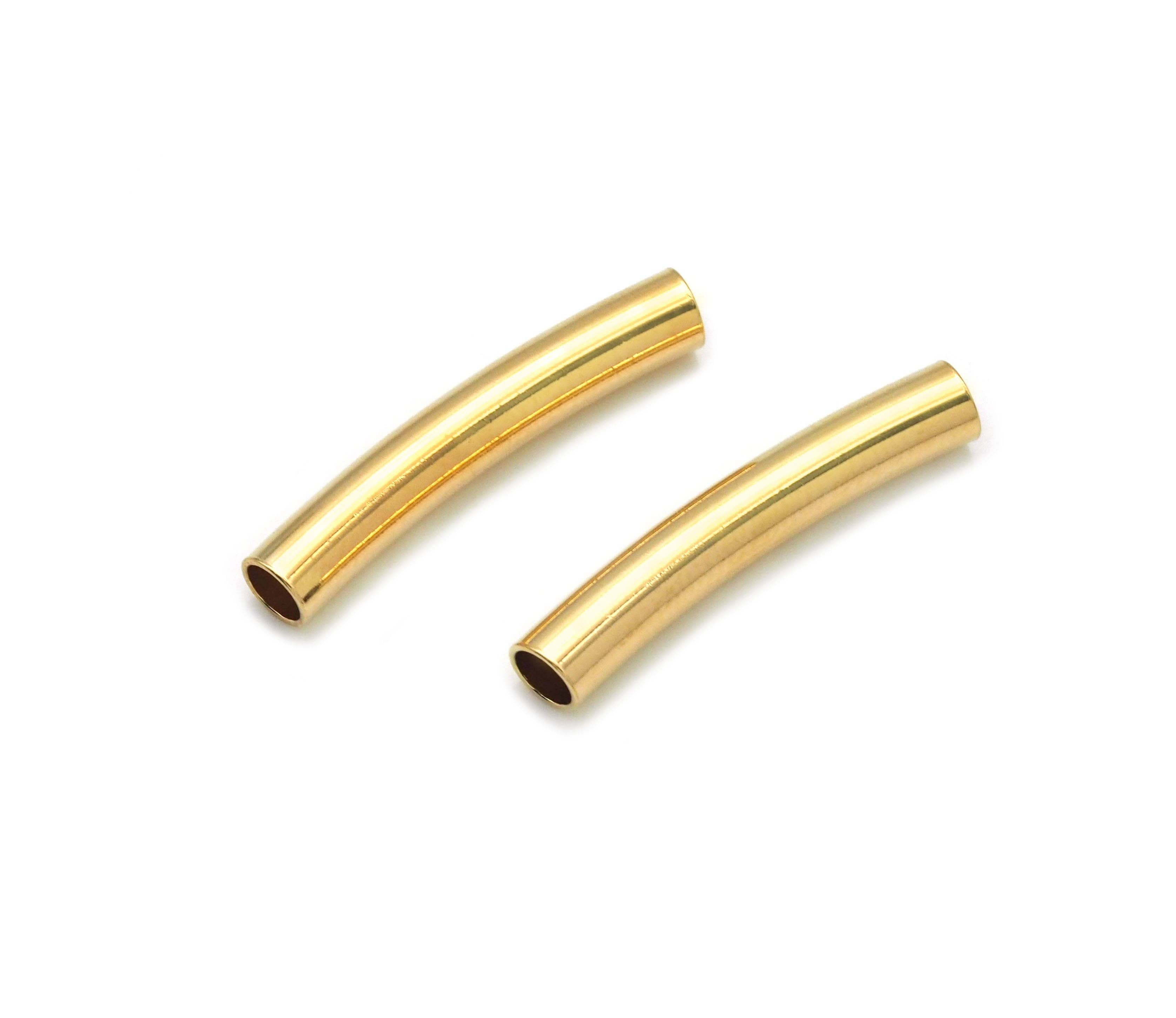 18k Gold Filled Gold Curved Tube Spacer Beads, Sku#ZX122